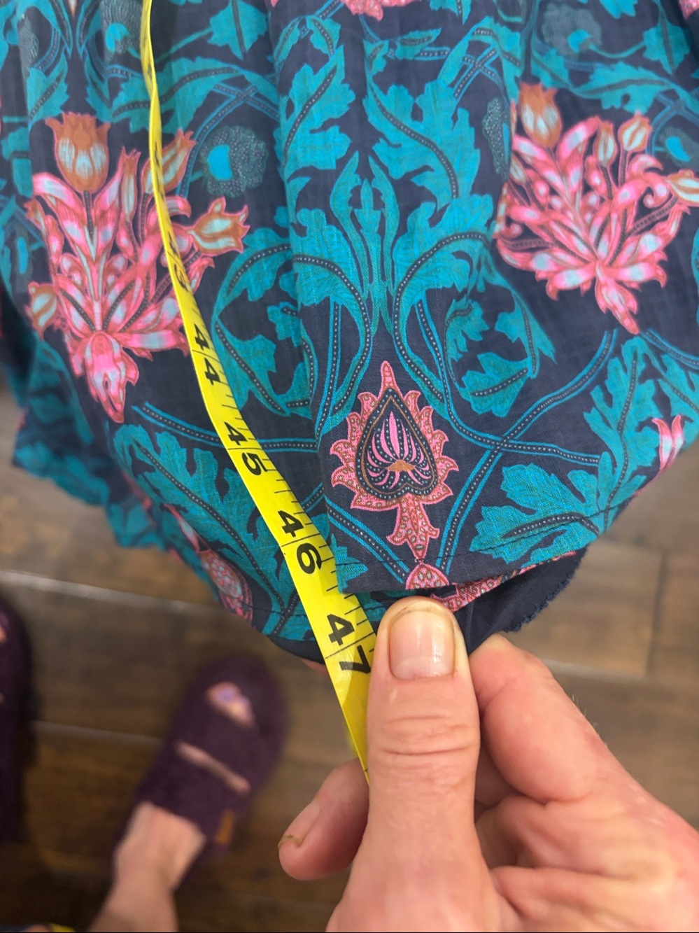 Anthropologie 100% Cotton Teal Maxi Dress with Pink Floral Print Size Small - Picture 9 of 9
